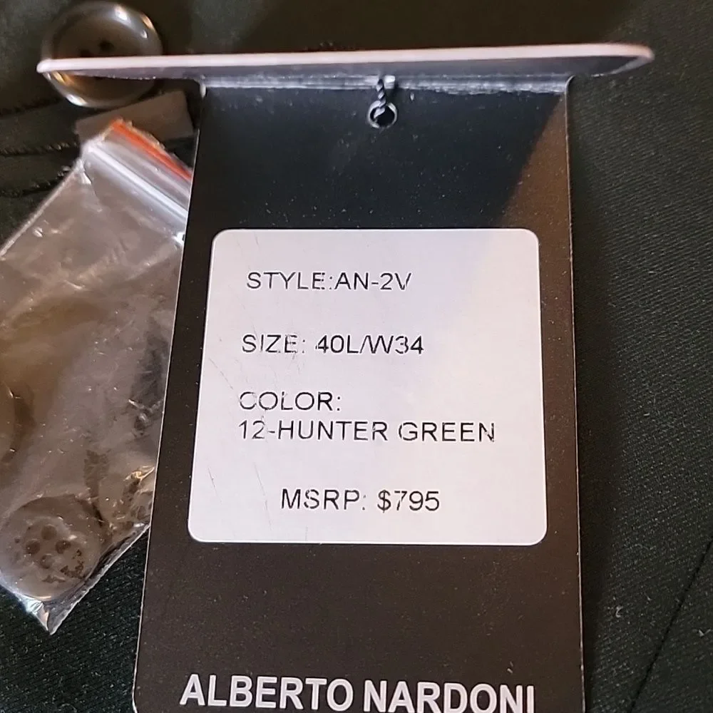 Albert Nardoni-Hunter green Blazer Size 40L. NWT.